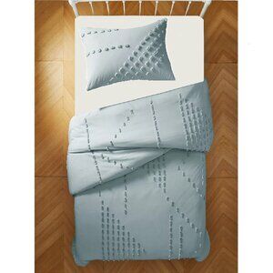 new Wild Sage™ Michaela Tufted Triangles 2-pc TWIN Duvet Cover Set - ETHER GREEN